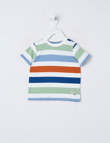 Teeny Weeny Dino Roar Play Short Sleeve Stripe Tee, Blue product photo