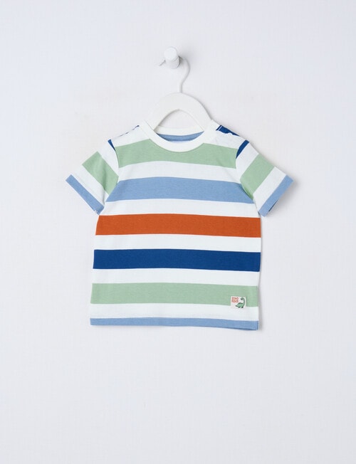Teeny Weeny Dino Roar Play Short Sleeve Stripe Tee, Blue product photo