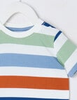Teeny Weeny Dino Roar Play Short Sleeve Stripe Tee, Blue product photo View 02 S