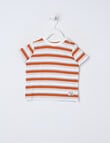 Teeny Weeny Dino Roar Play Short Sleeve Stripe Tee, Orange product photo