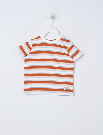 Teeny Weeny Dino Roar Play Short Sleeve Stripe Tee, Orange product photo