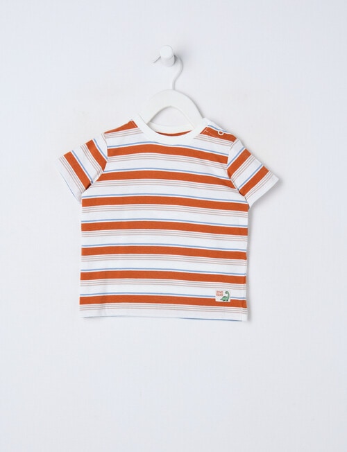 Teeny Weeny Dino Roar Play Short Sleeve Stripe Tee, Orange product photo