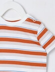 Teeny Weeny Dino Roar Play Short Sleeve Stripe Tee, Orange product photo View 02 S