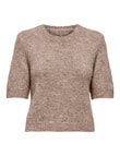 ONLY Starla Round Neck Knit Top, Mocha Meringue Melange product photo