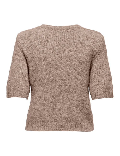 ONLY Starla Round Neck Knit Top, Mocha Meringue Melange product photo View 02 L