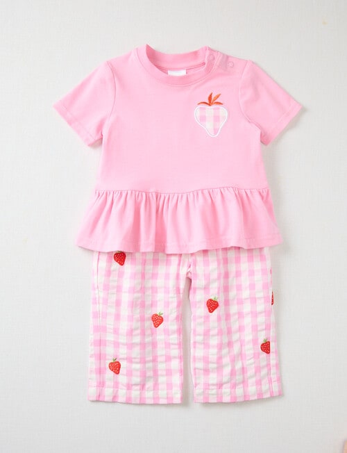 Teeny Weeny Strewberry Field Pinny & Tee set, 2-piece, Pink product photo