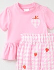 Teeny Weeny Strewberry Field Pinny & Tee set, 2-piece, Pink product photo View 03 S