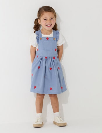 Teeny Weeny Strawberry Fields Tee & Denim Pinny Set, 2-Piece, Denim product photo
