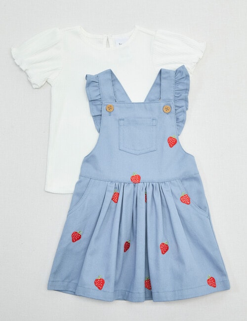 Teeny Weeny Strawberry Fields Tee & Denim Pinny Set, 2-Piece, Denim product photo View 06 L