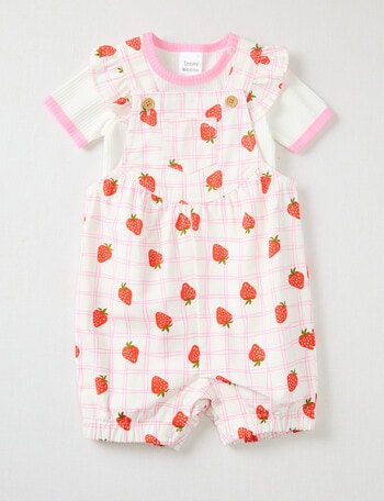 Teeny Weeny Strewberry Field Overall & Tee set, 2-piece, Pink product photo