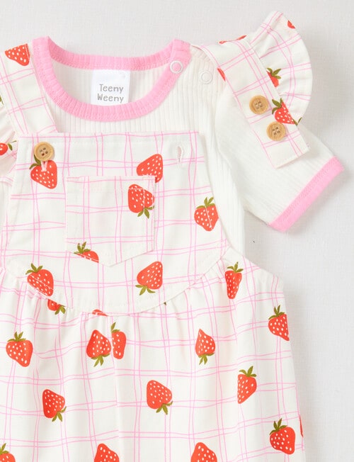 Teeny Weeny Strewberry Field Overall & Tee set, 2-piece, Pink product photo View 02 L
