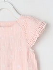 Teeny Weeny Strawberry Field Muslin Frilled Romper, Pink product photo View 03 S