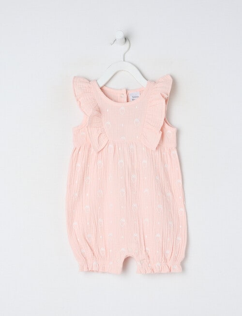 Teeny Weeny Strawberry Field Muslin Shortall, Pink product photo