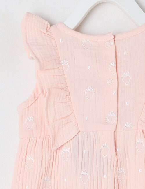 Teeny Weeny Strawberry Field Muslin Shortall, Pink product photo View 03 L