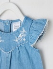 Teeny Weeny Strawberry Field Chambray Romper, Blue product photo View 03 S