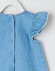 Teeny Weeny Strawberry Field Chambray Romper, Blue product photo View 04 S