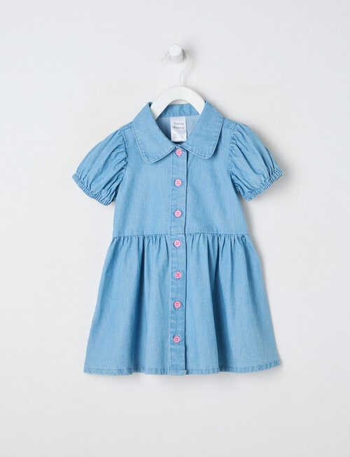 Teeny Weeny Strawberry Fields Play Denim Dress, Denim & Blue product photo