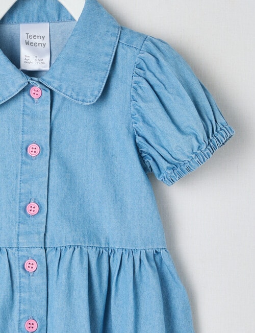 Teeny Weeny Strawberry Fields Play Denim Dress, Denim & Blue product photo View 02 L