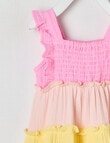 Teeny Weeny Strawberry Fields Tiered Dress, Pink & Yellow product photo View 02 S