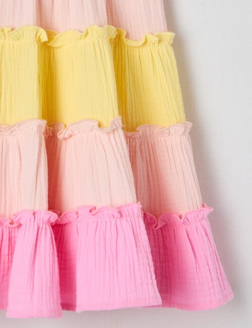 Teeny Weeny Strawberry Fields Tiered Dress, Pink & Yellow product photo View 03 L