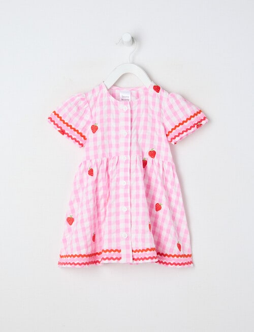 Teeny Weeny Strawberry Fields Play Pink Check Dress, Pink product photo