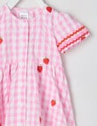 Teeny Weeny Strawberry Fields Play Pink Check Dress, Pink product photo View 03 S