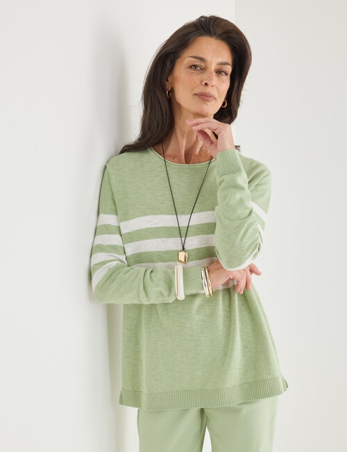 Ella J Bateau Jumper, Lime & White product photo
