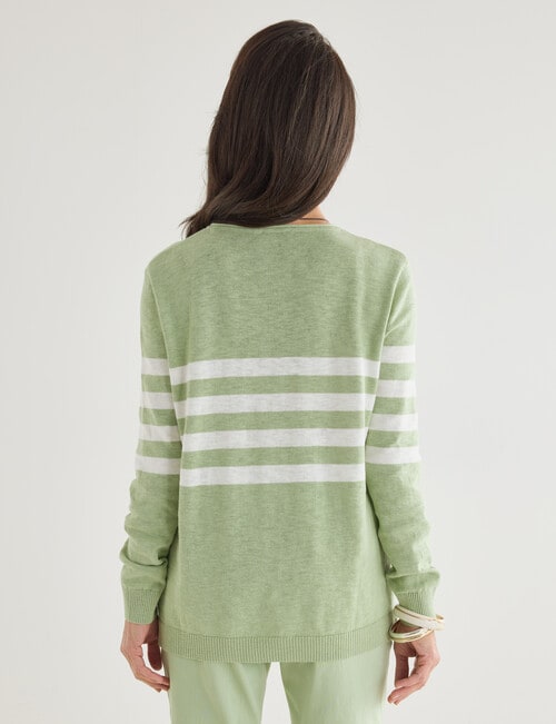 Ella J Bateau Jumper, Lime & White product photo View 02 L