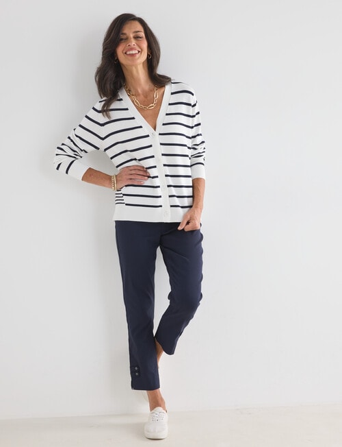 Ella J V-Neck Striped Cardigan, Stripe product photo View 03 L