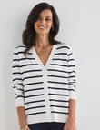 Ella J V-Neck Striped Cardigan, Stripe product photo View 05 S