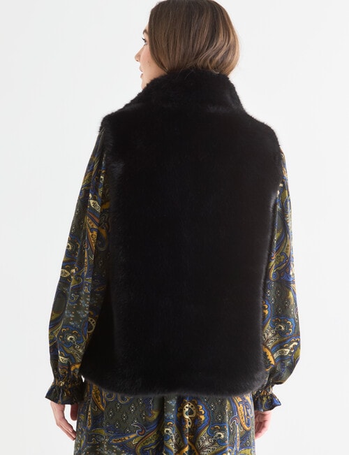 Whistle Faux Fur Gilet, Black product photo View 02 L