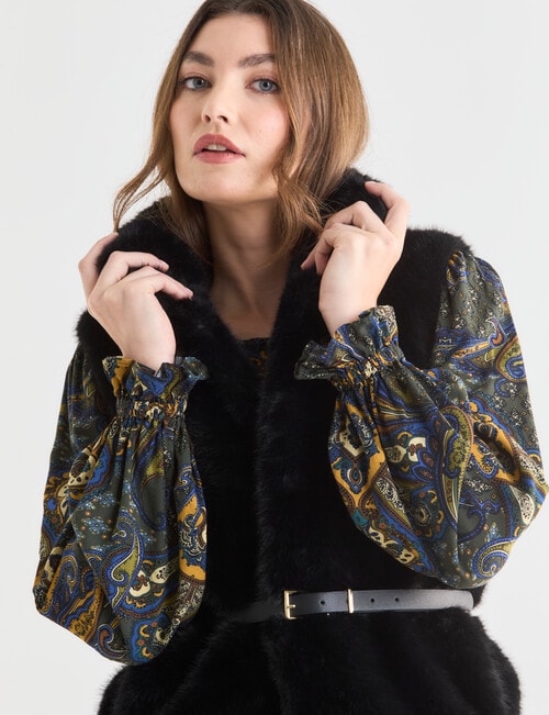 Whistle Faux Fur Gilet, Black product photo View 04 L
