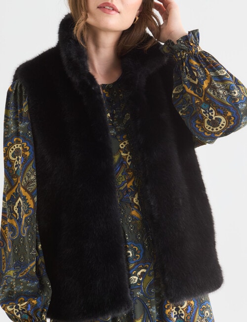 Whistle Faux Fur Gilet, Black product photo View 05 L