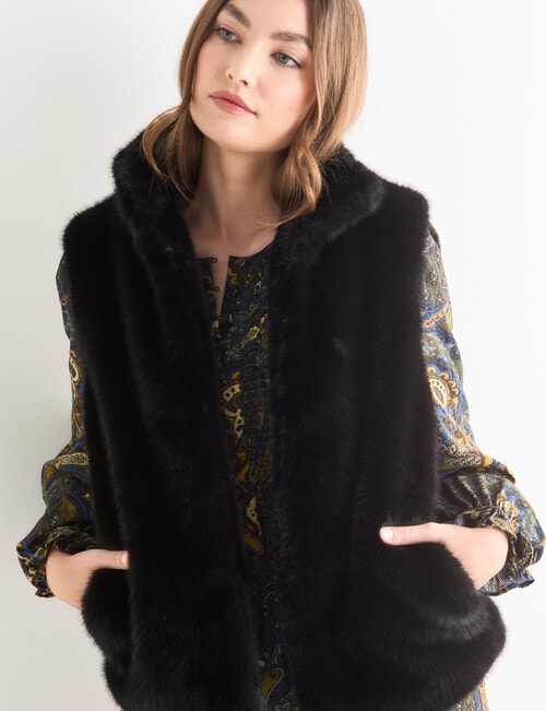 Whistle Faux Fur Gilet, Black product photo View 06 L