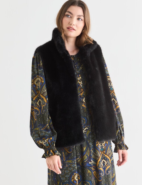 Whistle Faux Fur Gilet, Black product photo View 07 L
