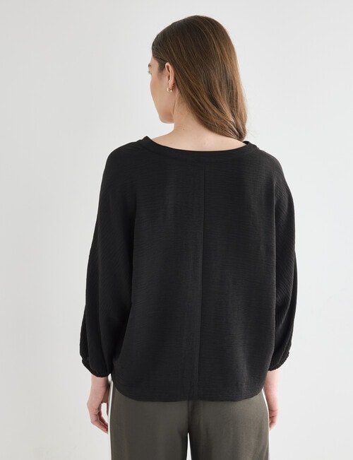 Whistle V-Neck Tie Hem Top, Black product photo View 02 L