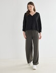 Whistle V-Neck Tie Hem Top, Black product photo View 03 S