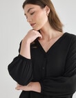 Whistle V-Neck Tie Hem Top, Black product photo View 04 S