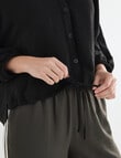 Whistle V-Neck Tie Hem Top, Black product photo View 05 S