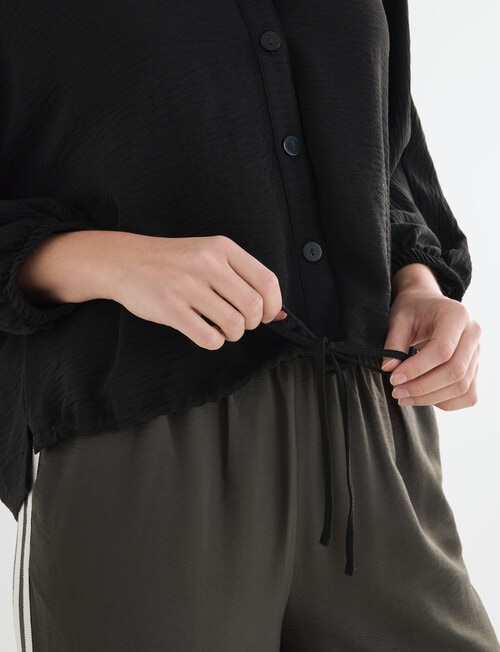 Whistle V-Neck Tie Hem Top, Black product photo View 05 L