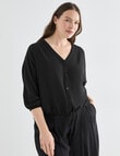 Whistle V-Neck Tie Hem Top, Black product photo View 12 S