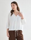 Whistle V-Neck Tie Hem Top, Ivory product photo