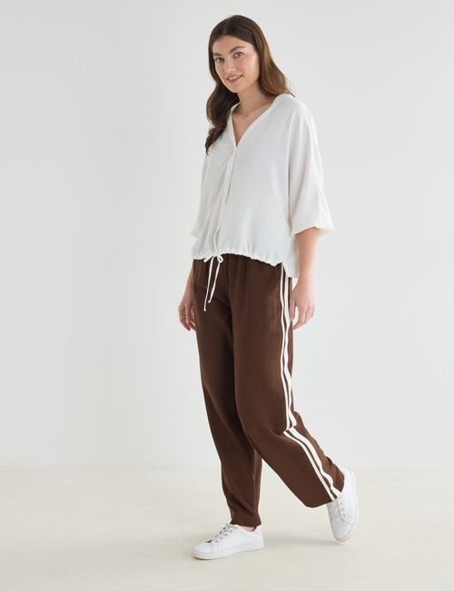 Whistle V-Neck Tie Hem Top, Ivory product photo View 03 L