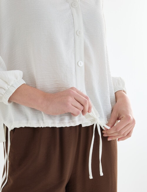 Whistle V-Neck Tie Hem Top, Ivory product photo View 05 L