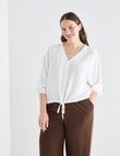 Whistle V-Neck Tie Hem Top, Ivory product photo View 12 S