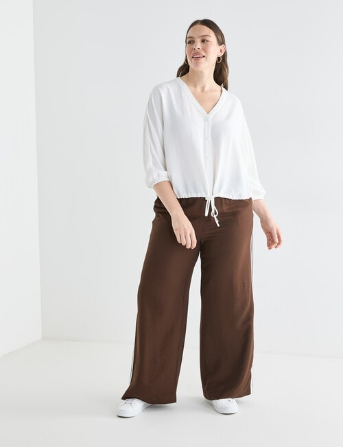 Whistle V-Neck Tie Hem Top, Ivory product photo View 13 L