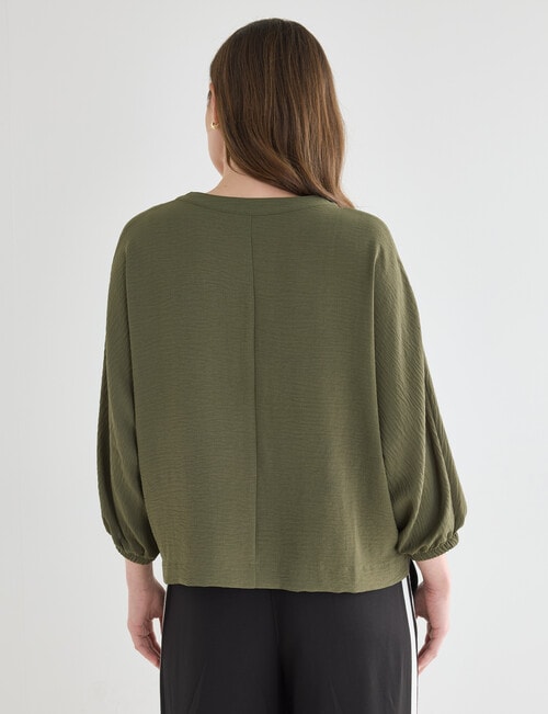 Whistle V-Neck Tie Hem Top, Olive product photo View 02 L