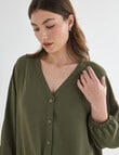 Whistle V-Neck Tie Hem Top, Olive product photo View 04 S