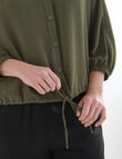 Whistle V-Neck Tie Hem Top, Olive product photo View 05 S