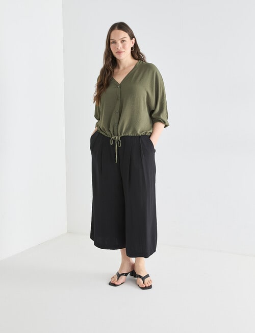Whistle V-Neck Tie Hem Top, Olive product photo View 12 L